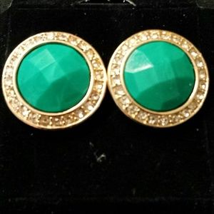 Avon Dramatic Embellished Earrings Green